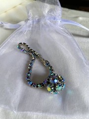 Vintage Stunning WEISS Bracelet Blue Aurora Borealis Rhinestone Mid Century #J6