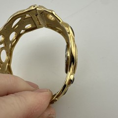 Vintage Ladies Kessaris Abalone and Gold Tone Cuff Bracelet Wristwatch