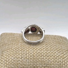 Handcrafted 925 Sterling Silver Red Garnet Modernist Ring Size 6.5