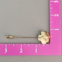 Vintage Flower Stick Pin Pink Enamel 21mm Gold Tone 3″