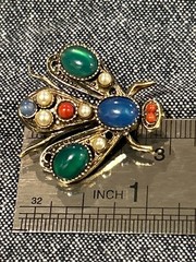 Rare MOANS COUTURE Signed Vintage-Style Figural Insect Brooch Pendant Pin