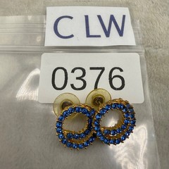 Vintage Rhinestone Pierced Earrings Gold Tone Blue Sparkle