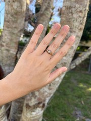1930s Art Deco 10K Gold Diamond Engagement Ring Two Tone Illusion Sz 7.25