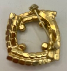 Julliana Brooch Red annd Green Stones Square 2 Layer Vintage