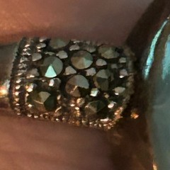 Vintage Marcasite Jade Abalone Mother of Pearl Ring