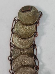 Vintage Mexican Coin Link Bracelet Estados Unidos Mexicanos 1 Centavo 1950’s HM