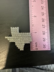 2 Texas State Rhinestone Rodeo Silver Toned Brooch Pin