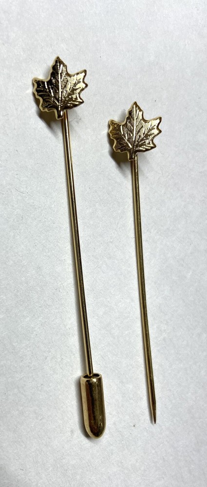Vintage Gold Tone Stick/Hat /Lapel Pin Lot Of 18 pieces-Maple Leaf Shape pin