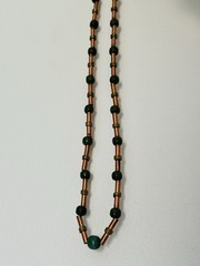 Vintage 1950s-1960s MCM Modernist Malacite And Copper And Brass Accent Choker