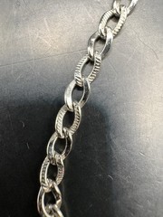 Vintage 7.25 Sterling Silver Textured Curb Link Chain Bracelet Estate 925