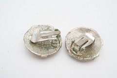 Vintage Clip On Earrings Silver Tone Textured T4