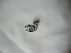 VINTAGE 3D FRENCH HORN STERLING SILVER STAMP 925 CHARM/PENDANT