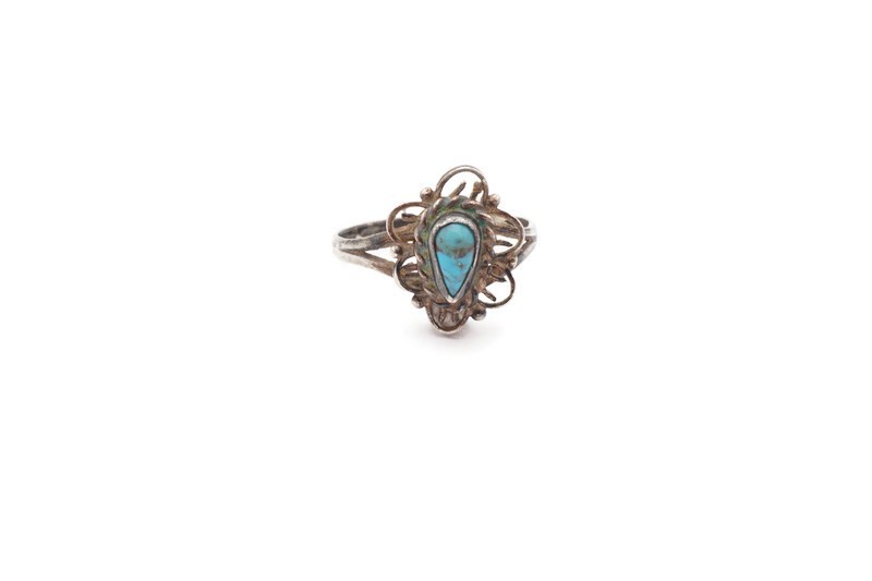 Vintage Sterling Silver 925 Turquoise Ring Size 4.25