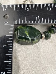 Green Necklace and Multiple Pair of Pierced Earrings 18”