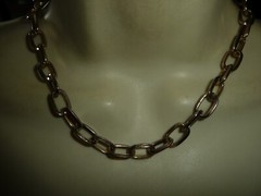 ELONGATED GOLD TONE CHAIN LINK COLLAR 1/4” W NECKLACE #28/10