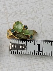 Vintage Juliana Green Blue Navette Round Rhinestone Clip On Earrings NO GLOW