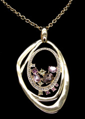RJ GRAZIANO GOLD TONE CRYSTAL PENDANT STATEMENT LONG NECKLACE NIB