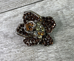 Vintage Unbranded Amber Rhinestone 1″ Flower Pin w/Yellows & Orange