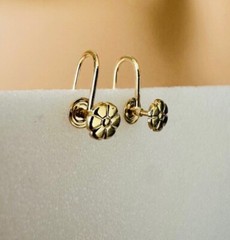 Estate 14K Yellow Gold Sapphire Screw-Hinge Earrings for Non-pierced Ears