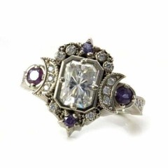 Engagement & Wedding Lab Created Diamond Selene Moon Goddes 925 Silver Gift Ring