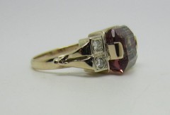 14K Yellow Gold Vintage 6.0 Carats Natural Bicolor Tourmaline Diamond Ring 6.25