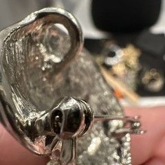 VTG OPC SIGNED AURORA BOREALIS RHINESTONE OWL BIRD BROOCH PIN PENDANT