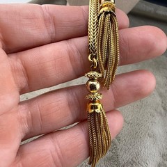 Vintage Monet Necklace Gold Tone Bolo Slide Tassel 20”