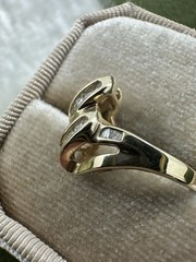 Vintage 10K Yellow Gold Natural Diamond Baguette Ring .22cttw Sz 7.25 / 3.2g