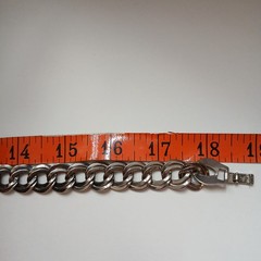 Vintage Silver Tone Double Link Necklace & Bracelet with Hinged Clip Clasp