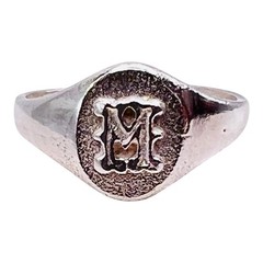 Initial Letter M Signet 925 Sterling Silver Child Woman Pinky Ring Size 3.25