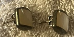Vintage earrings rectangular white mother of pearl inlay 925 Silver