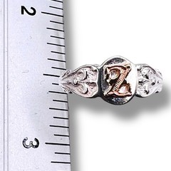 Initial Z Signet 10k Gold Letter Pinky Baby 925 Sterling Silver Ring SZ 3.75
