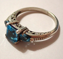 3 Rings S9 Rutilated Quartz S10.5 Blue Stone S12 Bar 925 Sterling Silver 10.6g
