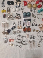 Vintage To Modern 120 Pairs Of Earrings Clip On Post Hangers Various Colors Size