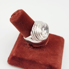 Vtg Sz 8 Ring ESPO Band Dome Oval Cubic Zirconia Swirl 14KGE Jewelry J ESPOSITO