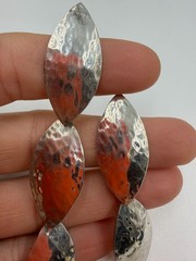 Vintage Earrings Signed Suznne St. Claire Hammered Chandelier 925 Silver CQ