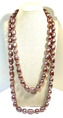 Set of 2 Light Purple Necklaces Plum Large Faux Pearl Beads Vintage 24″ 30″ Long