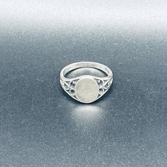 Vintage 925 Sterling Silver Oval Signet Ring Size 7 Filigree Openwork Thailand