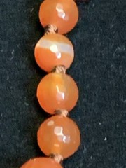 Vintage Graduated Faceted Carnelian Agate Necklace Hand Knotted 24in
