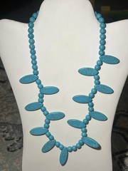 Vintage Blue Howlite Polished Stone Beaded Necklace