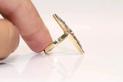 Art Deco Style Round Lab Created Diamond Sapphire 14K Gold Finish Wedding Ring
