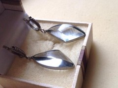 Earrings for Women Vintage Cupronickel Silver Plated Jewelry Glass Stone Nice