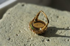 Vintage Domed Cocktail Ring with Adjustable Band Patent Number Stamped Inside