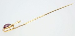 Antique Victorian 22K 15K Gold Garnet Cabochon Laughing Snake Egg Stick Pin Box
