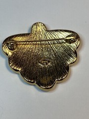 Trifari Brooch Rare VTG 1970s-1980s Signed Goldtone White Enamel Peacock Pin Fan