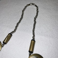 VTG Modernist Mixed Metal Necklace Brass Copper Disc Statement MCM 21”