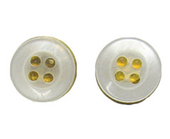 Vintage Pair Unique 1/2″ Clothing Button Gold Tone Pinbacks Shirt Button Pins