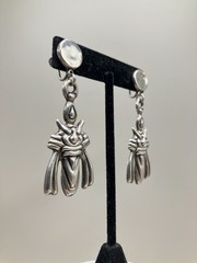Old Pawn Early Mexican Sterling Silver Dangle Earrings Screwback – 2 1/2″