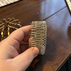 Vintage 1950s Expandable Chignon Hair Bun Cage Gold Tone, Prong Set Rhinestones