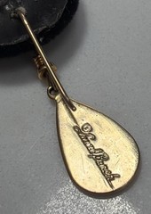 Laurel Burch Burgundy Enamel Teardrop Dangle Pierced Gold Tone Earrings Vintage